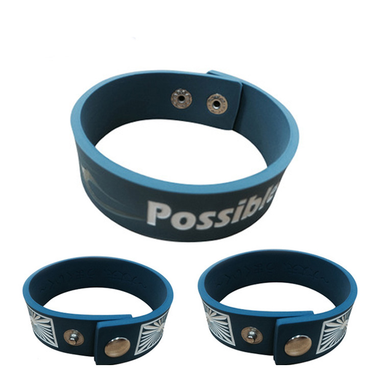 Displayed Image Silicone Wristbands with Button Lock