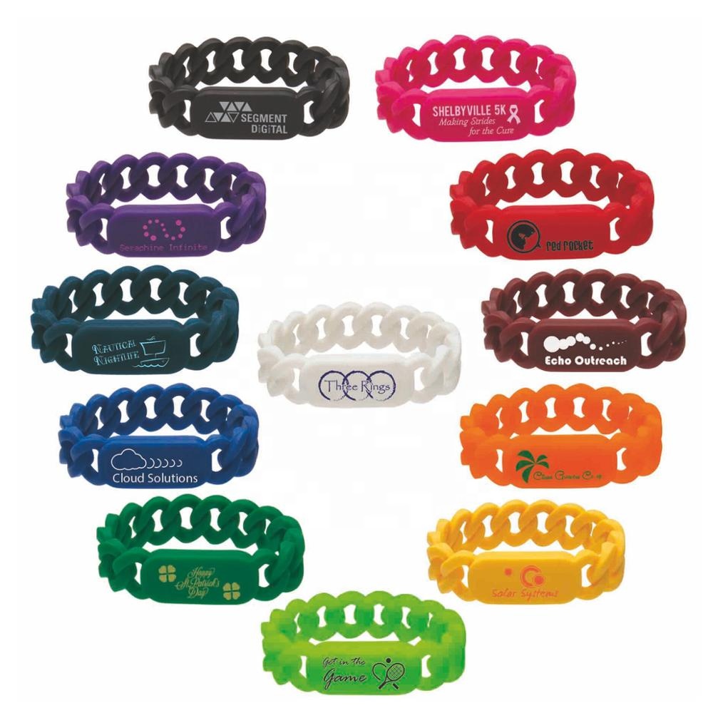 Displayed Image Chain Link Silicone Wristbands