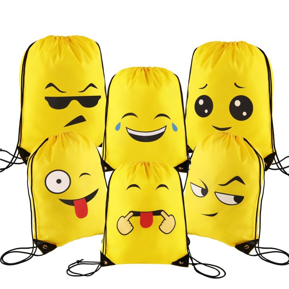 Displayed Image Emoji Drawstring Bags