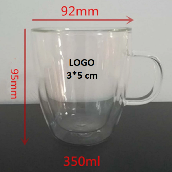 Displayed Image Double Wall Glass Coffee Mug 12 oz