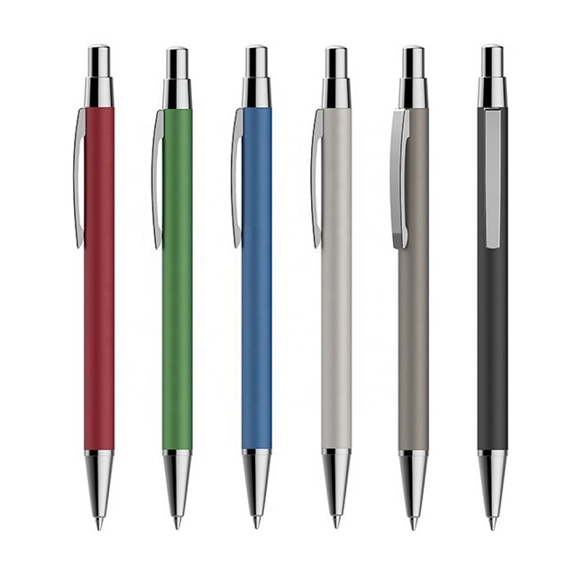 Displayed Image Slim Matte Metal Click Ballpoint Pen