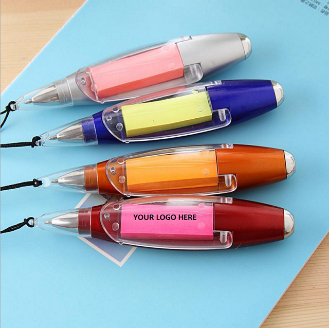 Displayed Image Plastic Ball Pen with Sticky Note