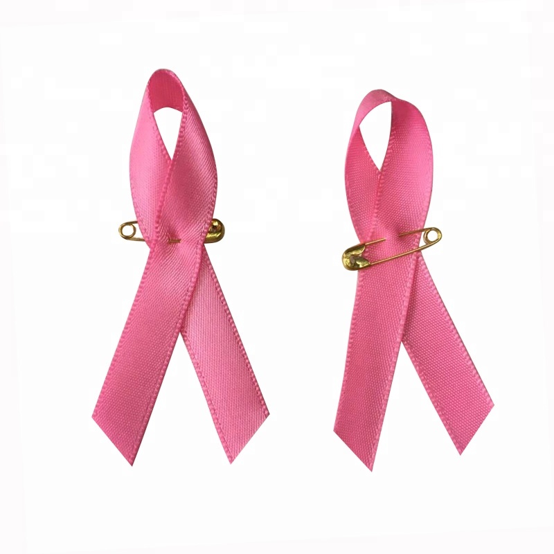 Displayed Image Breast Cancer Awareness Satin Ribbon Pins