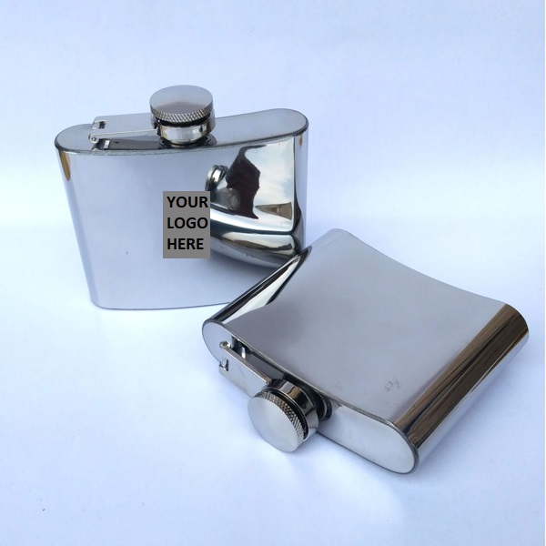 Displayed Image Mirror Finished SS Hip Flask 4.5oz