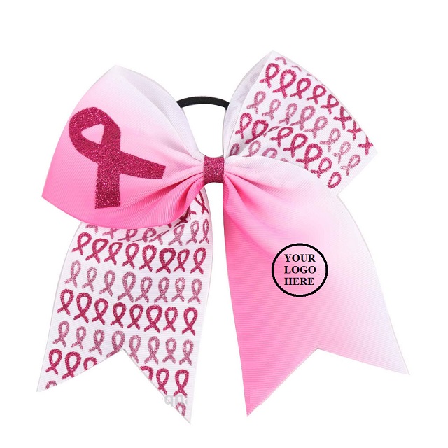 Displayed Image Breast Cancer Awareness Glitter Bow Tie with Elastic Band