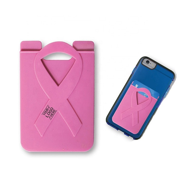 Displayed Image Breast Cancer Awareness Silicone Card Holder