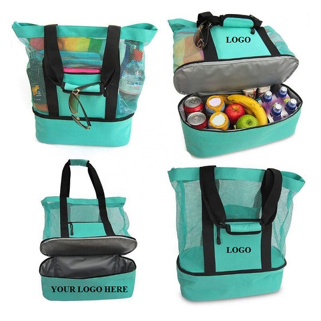Displayed Image Mesh Travel Bag with Insulated Cooler
