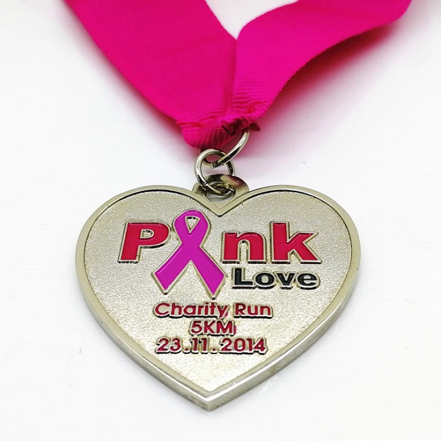 Displayed Image Breast Cancer Awareness Pink Ribbon Marathon 5KM Run Medal