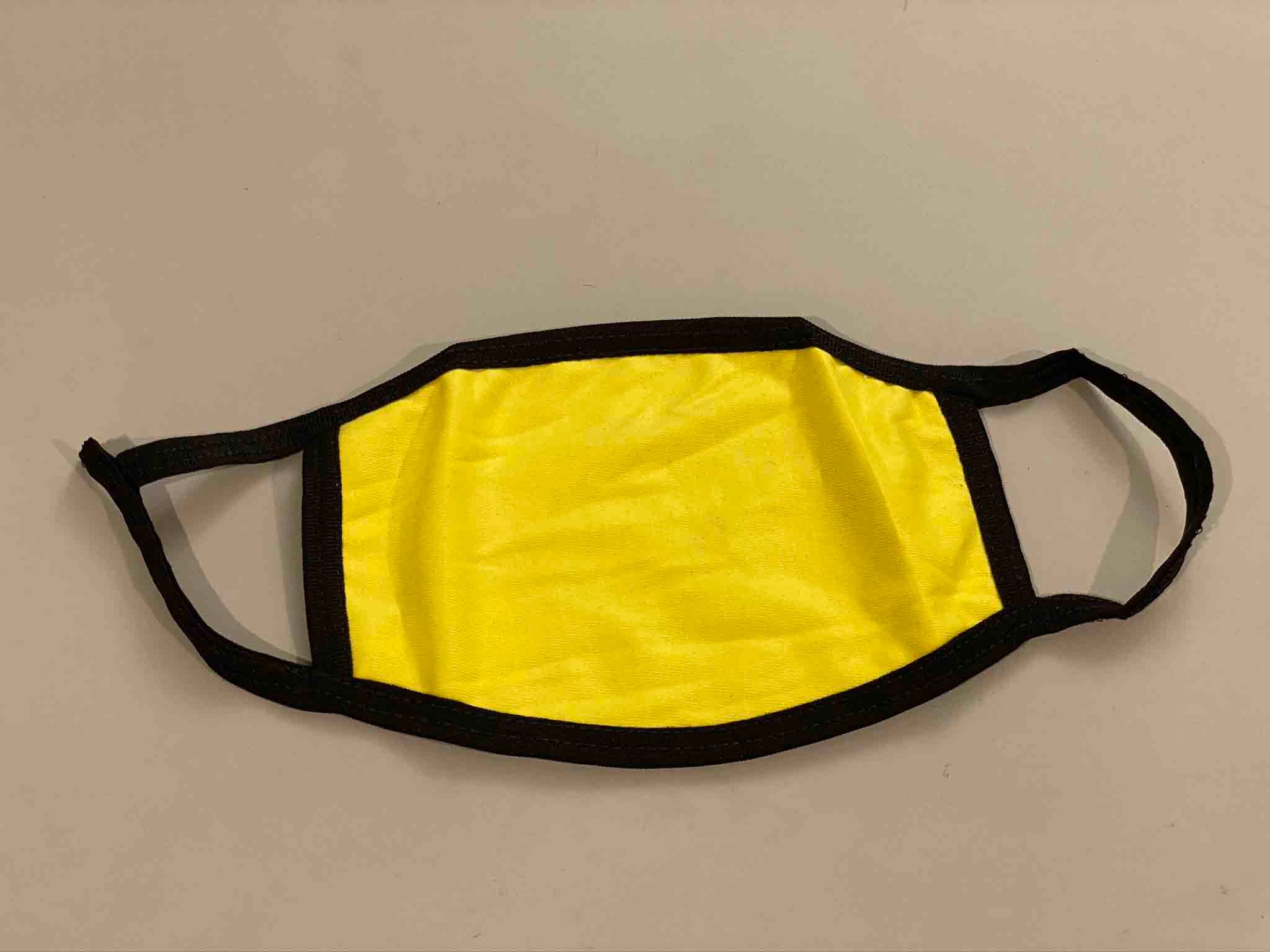 Displayed Image Yellow Cotton Face Mask (Black Ear Loops)