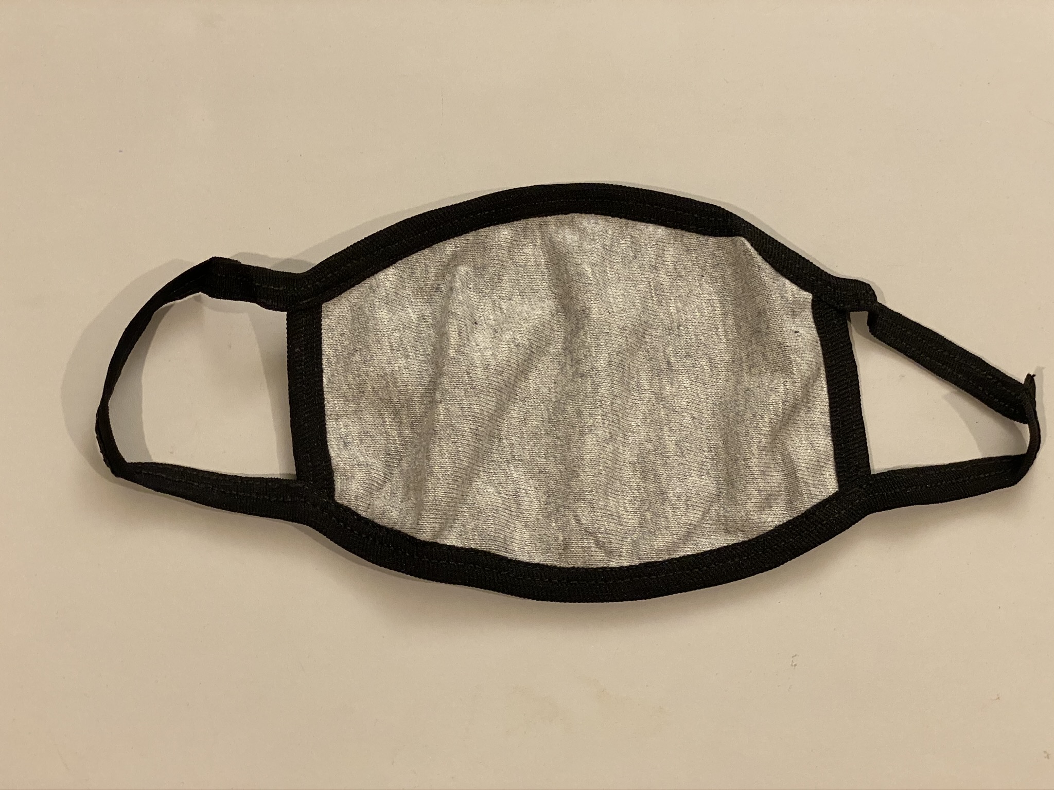 Displayed Image Gray Cotton Face Mask (Black Ear Loops)