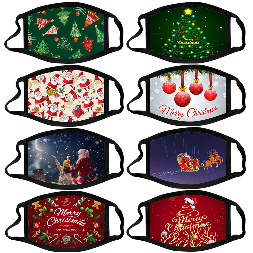 Displayed Image Christmas Polyester Face Mask Full Color