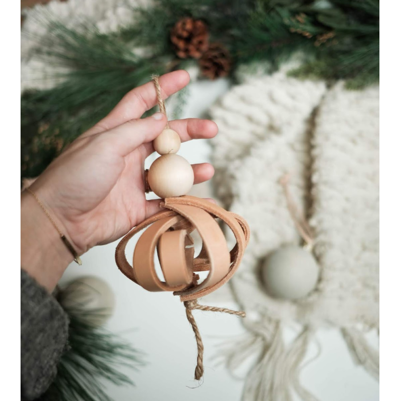 Displayed Image Leather Christmas Ornaments
