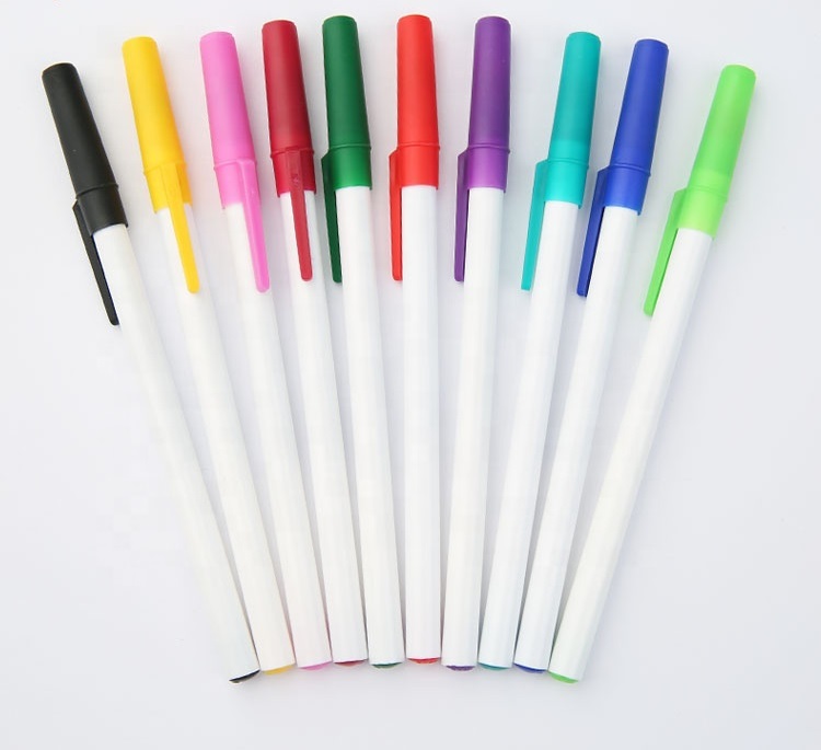 Displayed Image Basic Ballpoint Pen with Colored Cap and Accent