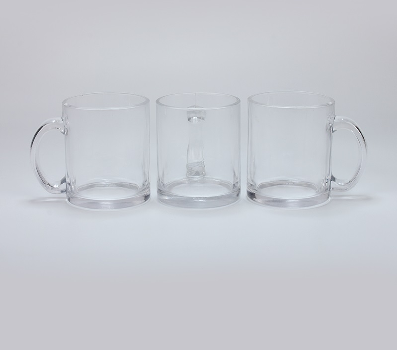 Displayed Image Glass Coffee Mugs 11oz.