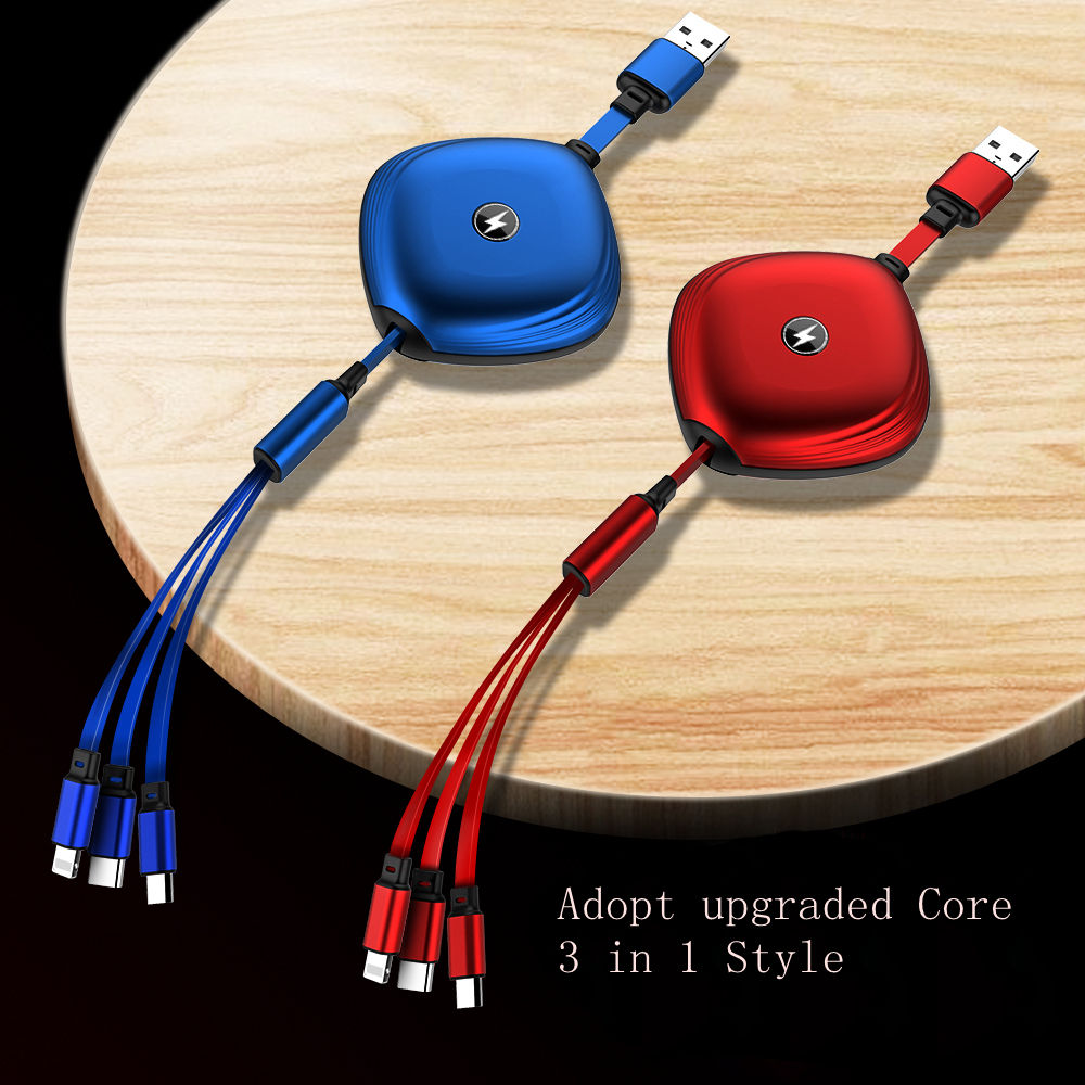 Displayed Image 3 in 1 Charger Cable with Storage