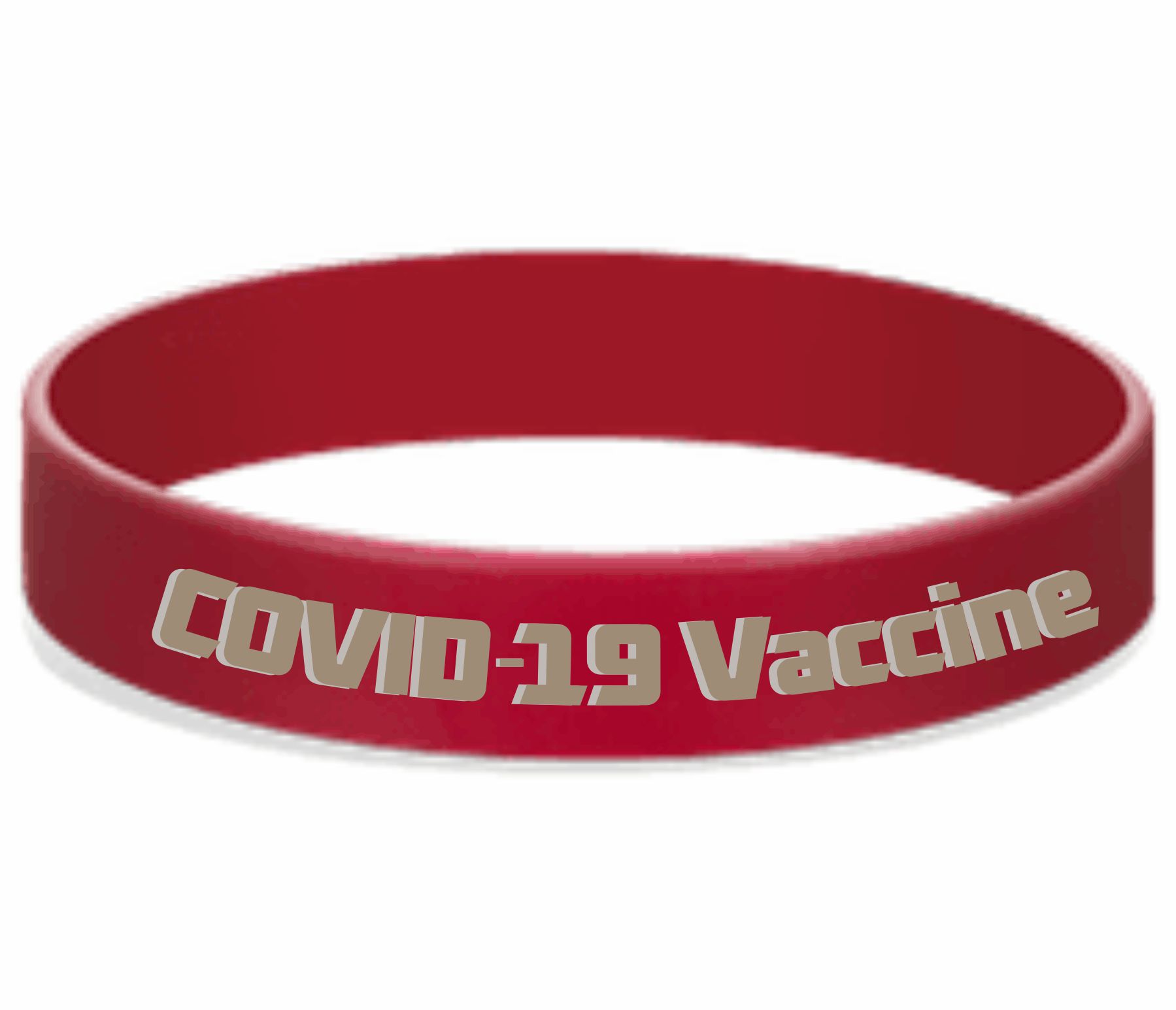 Displayed Image COVID 19 Vaccine Deboss-Fill Silicone Band