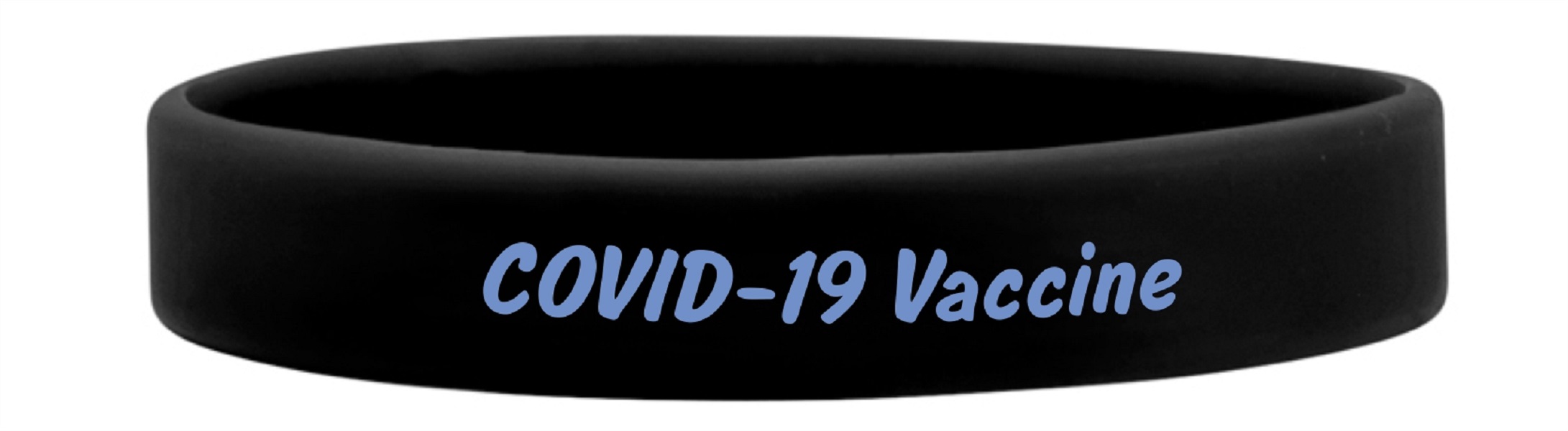 Displayed Image COVID 19 Vaccine Imprinted Silicone Band