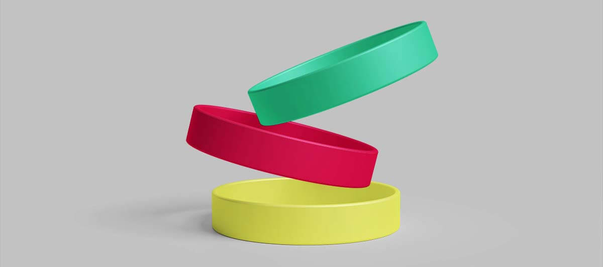 Rubber bracelet Yellow Red and Green